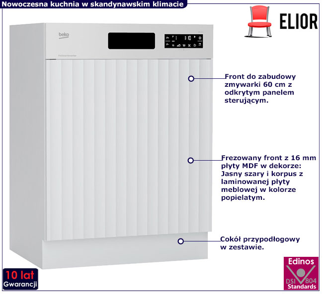 Szary Front Zmywarki Panel Odkryty Cm Madlen X Edinos Pl