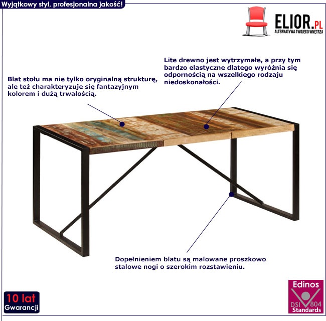 Produkt Wielokolorowy stół drewniany 90x180 – Veriz 4X 
