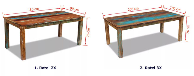 Produkt Wielokolorowy stół z drewna odzyskanego – Ratel 3X - zdjęcie numer 2
