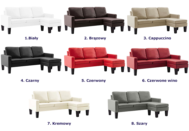 Produkt 3-osobowa sofa z ekoskóry z podnóżkiem czerwona - Zuria 4Q