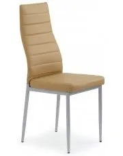 Tapicerowane krzesło metalowe jasny brąz - Dikon w sklepie Edinos.pl