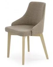 Beżowe tapicerowane krzesło drewniane w skandynawskim stylu - Altex w sklepie Edinos.pl