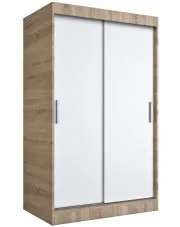 Szafa z przesuwanymi drzwiami dąb sonoma + biały 120 cm - Corina 3X w sklepie Edinos.pl