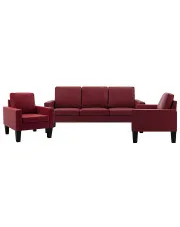 6-osobowy komplet wypoczynkowy winna czerwień, 2 sofy plus fotel - Zuria 2D w sklepie Edinos.pl