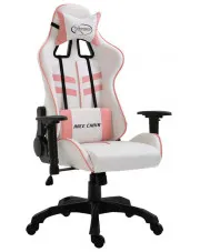 Biało-różowy ergonomiczny fotel gamingowy - Kento w sklepie Edinos.pl