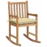 Drewniany fotel bujany z kremową poduszką - Mecedora