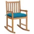 Drewniany fotel bujany z jasnoniebieską poduszką - Mecedora