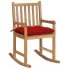 Drewniany fotel bujany z czerwoną poduszką - Mecedora