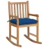 Drewniany fotel bujany z ciemnoniebieską poduszką - Mecedora
