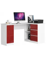 Duże biurko nowoczesne z szufladami biały + czerwony połysk prawostronne  - Osmen 6X w sklepie Edinos.pl