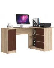 Narożne biurko komputerowe i gamingowe z szufladami dąb sonoma + wenge prawostronne - Osmen 4X w sklepie Edinos.pl