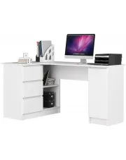 Białe duże biurko narożne z szufladami i szafką lewostronne - Osmen 3X w sklepie Edinos.pl