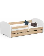 Skandynawskie łóżko dziecięce białe + dąb sonoma - Ellsa 3X 70x140 w sklepie Edinos.pl