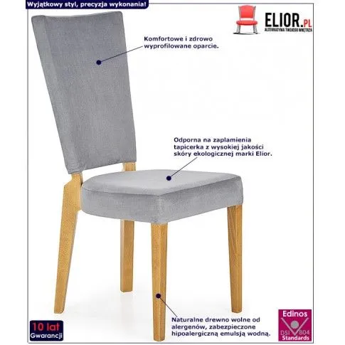 Fotografia Tapicerowane krzesło drewniane popiel + dąb miodowy - Amols z kategorii Krzesła drewniane