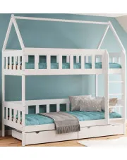 Białe skandynawskie piętrowe łóżko domek z szufladami - Gigi 4X 180x90 cm w sklepie Edinos.pl