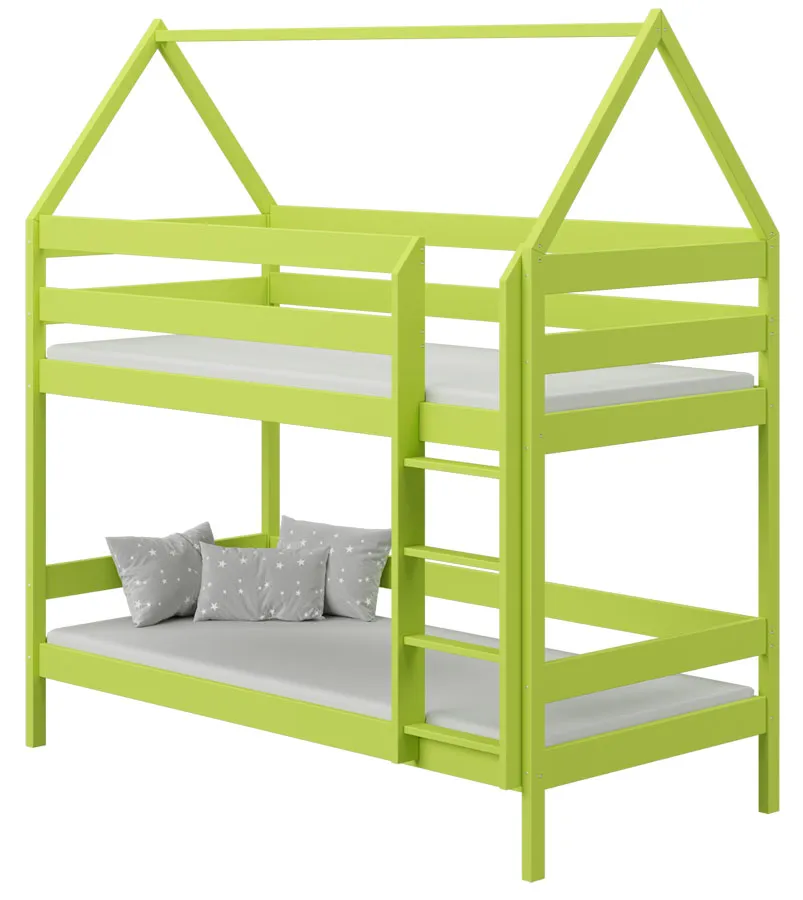 Фото - Ліжко Elior Zielone łóżko przypominające domek z materacami - Zuzu 3X 200x90 cm E23351 