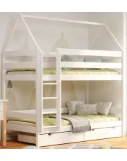 Białe łóżko piętrowe domek dla dzieci z szufladą - Zuzu 4X 160x80 cm w sklepie Edinos.pl