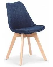 Granatowe tapicerowane krzesło drewniane - Nives w sklepie Edinos.pl