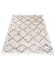 Kremowy dywan shaggy w geometryczny wzór - Nikari 10X w sklepie Edinos.pl