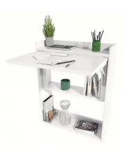 Białe małe składane biurko do pokoju z półkami - Vatos w sklepie Edinos.pl