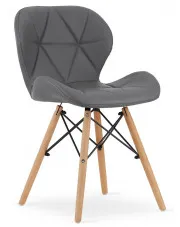 Szare nowoczesne krzesło tapicerowane skórą ekologiczną - Zeno 3X w sklepie Edinos.pl