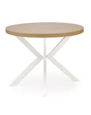 Okrągły rozkładany stół w kolorze dąb złoty + biały - Revlos w sklepie Edinos.pl