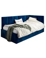 Granatowe łóżko z oparciem typu L 80x200 - Barnet 3X w sklepie Edinos.pl