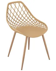 Beżowe ażurowe krzesło ogrodowe na taras - Kifo 5X w sklepie Edinos.pl