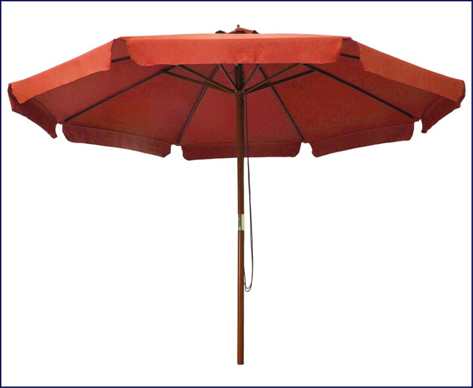 Okrągły parasol do ogrodu Karcheros w kolorze terakoty