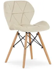 Beżowe krzesło aksamitne pikowane do stołu - Zeno 4X w sklepie Edinos.pl