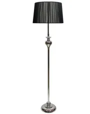 Czarna lampa stojąca z dekoracyjną stalową podstawą - V165-Dusali w sklepie Edinos.pl