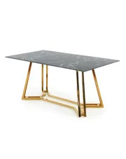 Szklany prostokątny stół glamour z marmurkowym blatem -  Wesper w sklepie Edinos.pl