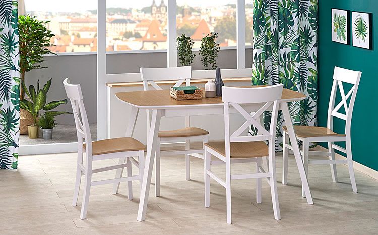 Białe drewniane krzesło kuchenne do stołu Toran