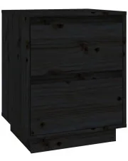 Czarna szafka nocna z szufladami z litego drewna - Vobi w sklepie Edinos.pl