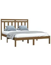 Sosnowe podwójne łóżko miodowy brąz 140x200 - Selmo 5X w sklepie Edinos.pl