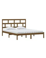 Sosnowe podwójne łóżko miodowy brąz 160x200 - Bente 6X w sklepie Edinos.pl
