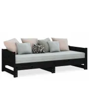 Czarne łóżko rozkładane z litego drewna 2x(80x200) cm - Randy 3X w sklepie Edinos.pl