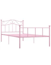 Różowe rustykalne łóżko z metalu 100x200 cm - Okla w sklepie Edinos.pl