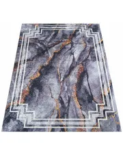 Prostokątny ciemnoszary dywan z nowoczesną ramką - Sellu 8X w sklepie Edinos.pl