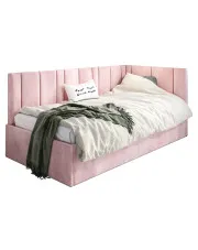 Różowe łóżko tapicerowane typu L Casini - 3 rozmiary w sklepie Edinos.pl