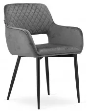 Szare nowoczesne krzesło do kuchni metalowe welurowe - Rones 3X w sklepie Edinos.pl