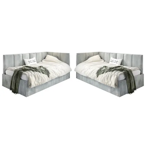 Szczegółowe zdjęcie nr 4 produktu Tapicerowane beżowe łóżko młodzieżowe 120x200 - Barnet 5X