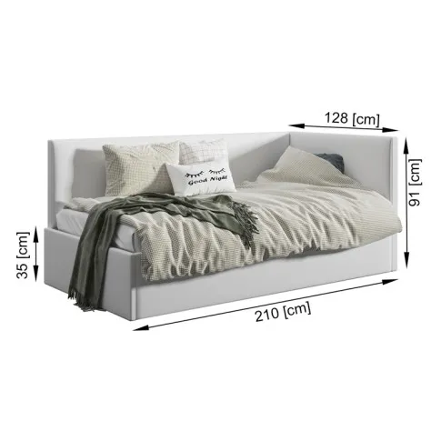 Szczegółowe zdjęcie nr 6 produktu Tapicerowane beżowe łóżko młodzieżowe 120x200 - Barnet 5X
