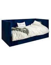 Granatowe łóżko welwetowe z oparciem Somma 5X - 3 rozmiary w sklepie Edinos.pl