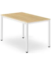 Prostokątny stół nowoczesny na metalowych nogach dąb + biały - Ativ w sklepie Edinos.pl