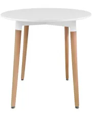 Biały okrągły stół do kuchni na drewnianych nogach 80 cm - Wibo 4X w sklepie Edinos.pl