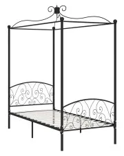 Czarne łóżko z baldachimem z metalu 90x200 cm - Orfes w sklepie Edinos.pl