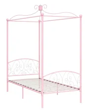 Różowe metalowe łóżko z baldachimem 100x200 cm - Orfes w sklepie Edinos.pl