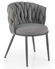 Popielate nowoczesne krzesło z plecionym oparciem - Trenza w sklepie Edinos.pl