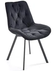Czarne metalowe krzesło z obrotowym welwetowym siedziskiem - Blubell w sklepie Edinos.pl